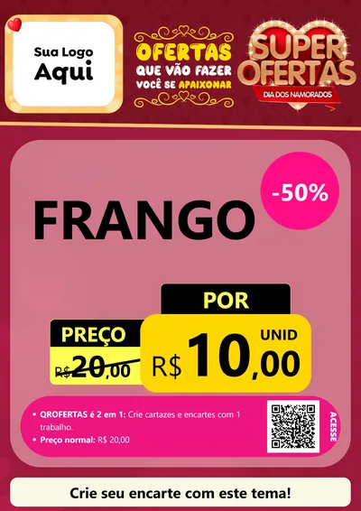 Modelo de Cartaz para Cartaz A4 Vertical com o tema Dia dos Namorados para Assados