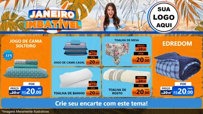 Modelo de TV para TV Horizontal com o tema Janeiro Imbatível para Cama, Mesa e Banho