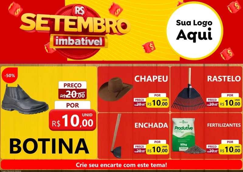 Modelo de Encarte para Encarte A4 Horizontal com o tema Setembro Imbatível para Agropecuária