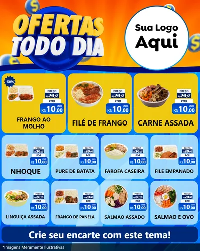 Modelo de Rede Social para Feed Instagram com o tema Ofertas Todo Dia para Restaurante