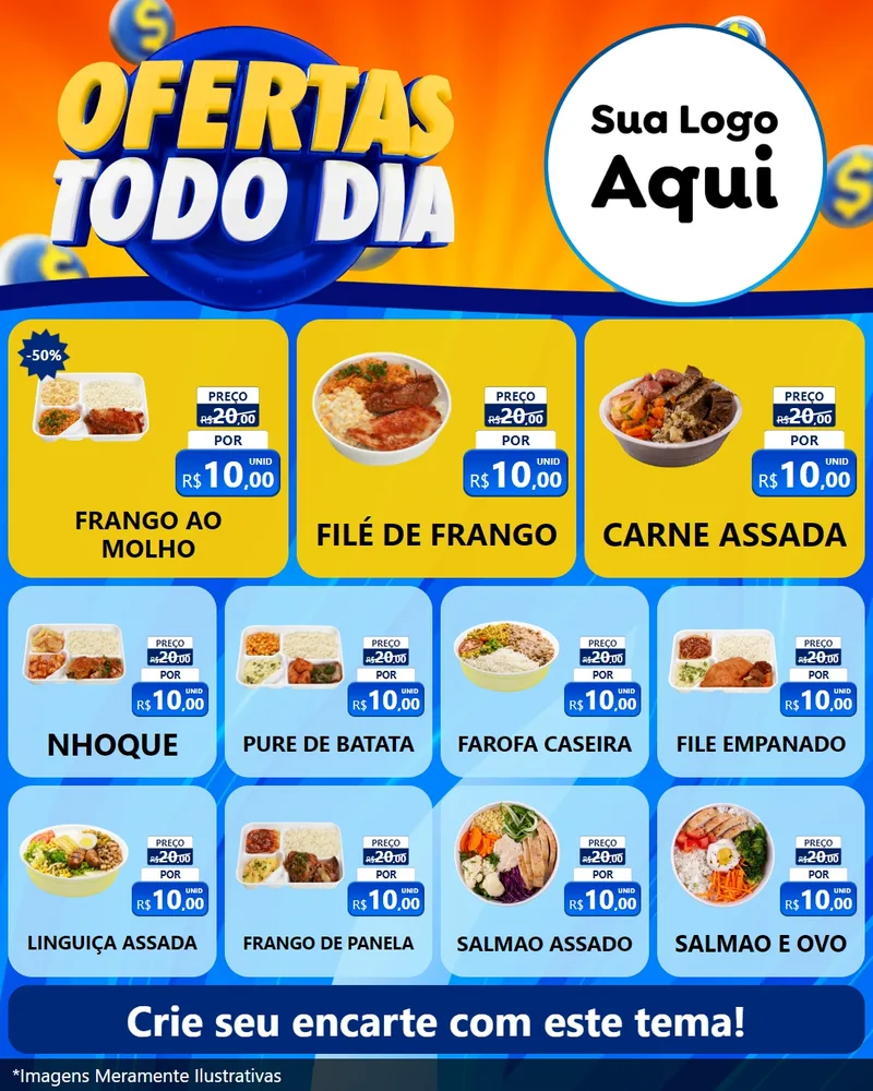 Modelo de Rede Social para Feed Instagram com o tema Ofertas Todo Dia para Restaurante