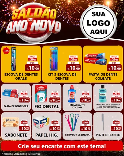 Modelo de Rede Social para Feed Instagram com o tema Saldão de Ano Novo para Higiene Pessoal