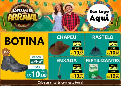 Modelo de Encarte para Encarte A4 Horizontal com o tema Especial De Arraial para Agropecuária