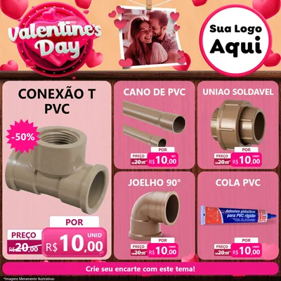Modelo de Rede Social para Feed Facebook com o tema Valentine's Day para Tubos e conexões