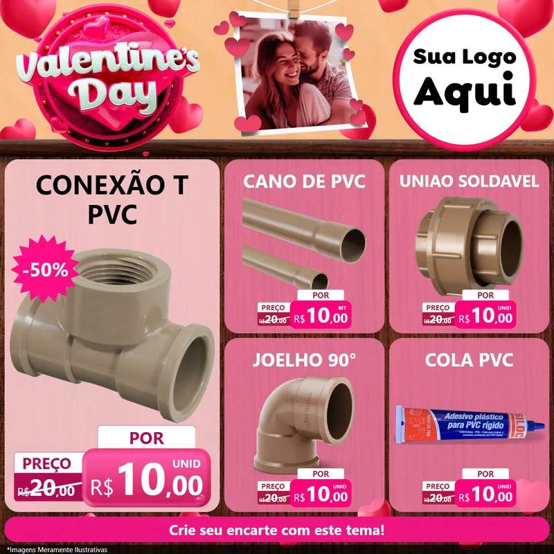 Modelo de Rede Social para Feed Facebook com o tema Valentine's Day para Tubos e conexões