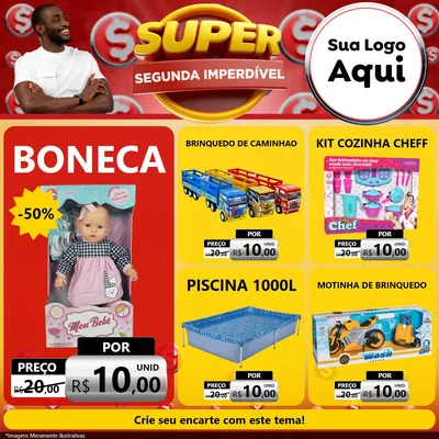 Modelo de Rede Social para Feed Facebook com o tema Super Segunda Imperdível para Brinquedos