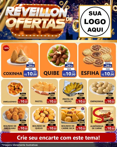 Modelo de Rede Social para Feed Instagram com o tema Réveillon de Ofertas para Salgadaria