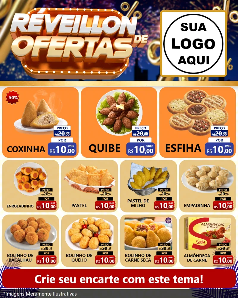 Modelo de Rede Social para Feed Instagram com o tema Réveillon de Ofertas para Salgadaria