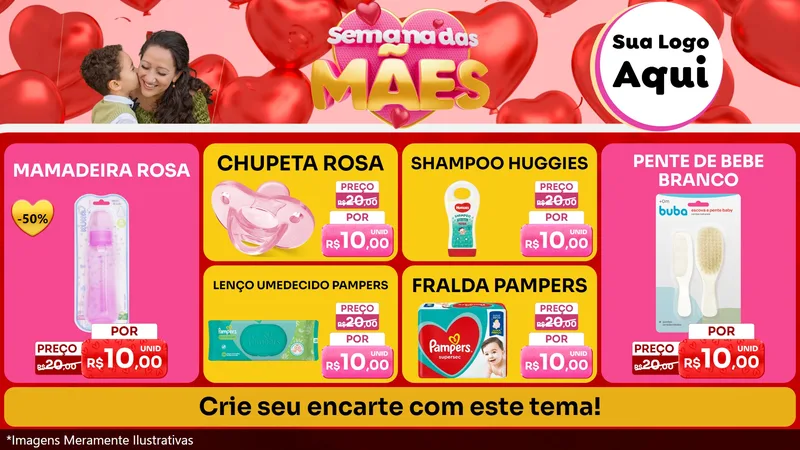 Modelo de TV para TV Horizontal com o tema Semana Das Mães para Bebês
