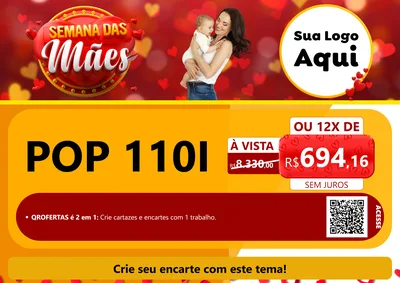 Modelo de Cartaz para Cartaz A4 Horizontal com o tema Semana das Mães para Concessionaria de Motos