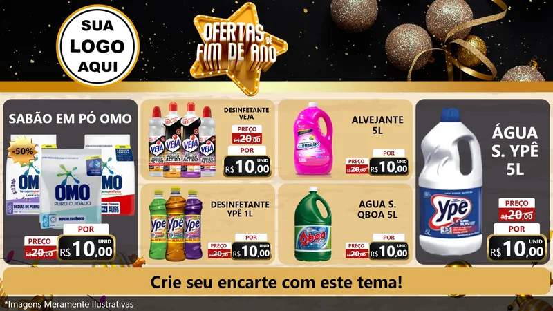 Modelo de TV para TV Horizontal com o tema Ofertas de Fim de Ano para Produtos de Limpeza