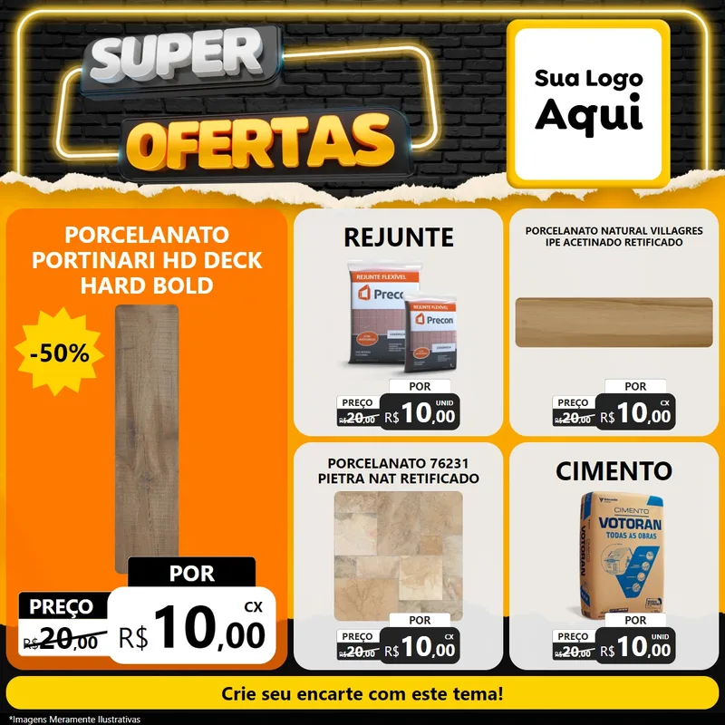 Modelo de Rede Social para Feed Facebook com o tema Super Ofertas para Pisos e revestimentos