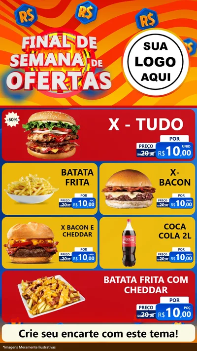 Modelo de TV para TV Vertical com o tema Final de Semana de Ofertas para Hamburgueria