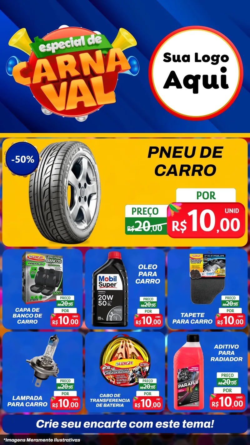 Modelo de Rede Social para Stories com o tema Especial de Carnaval para Auto peças
