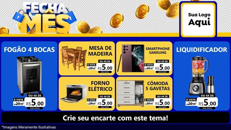 Modelo de TV para TV Horizontal com o tema Fecha Mês para Móveis e Eletro