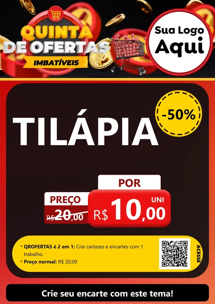 Modelo de Cartaz para Cartaz A4 Vertical com o tema Quinta de Ofertas Imbatíveis para Peixaria