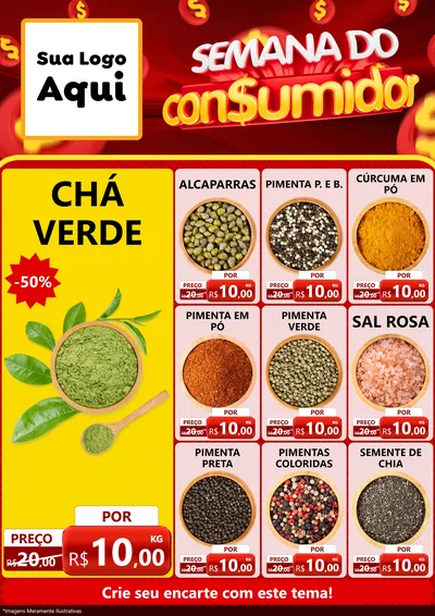 Modelo de Encarte para Encarte A4 Vertical com o tema Semana do Consumidor para Produtos Naturais