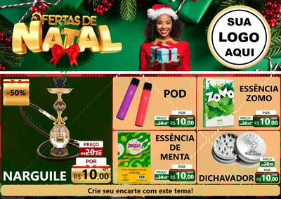 Modelo de Encarte para Encarte A4 Horizontal com o tema Ofertas de Natal para Tabacaria