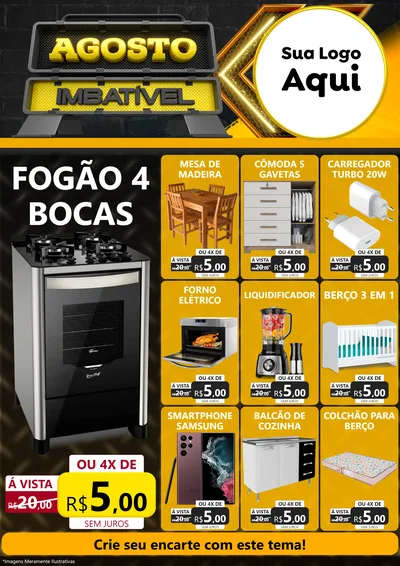 Modelo de Encarte para Encarte A4 Vertical com o tema Agosto Imbatível para Móveis e Eletro
