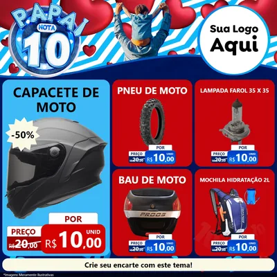 Modelo de Rede Social para Feed Facebook com o tema Papai Nota 10 para Moto peças