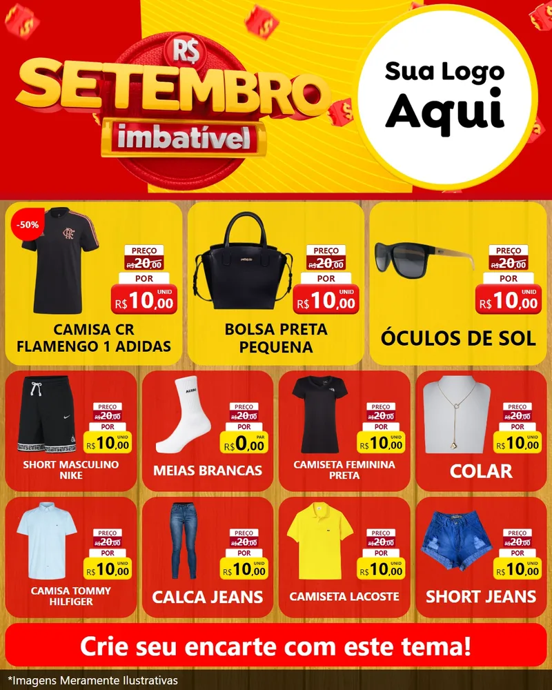 Modelo de Rede Social para Feed Instagram com o tema Setembro Imbatível para Roupas e acessórios