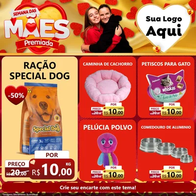 Modelo de Rede Social para Feed Facebook com o tema Semana das Mães Premiada para Pet Shop