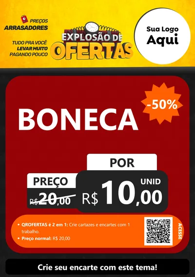 Modelo de Cartaz para Cartaz A4 Vertical com o tema Explosão de Ofertas para Brinquedos