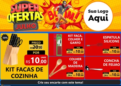 Modelo de Encarte para Encarte A4 Horizontal com o tema Super Ofertas Julho para Utilidades Domésticas