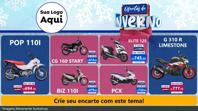 Modelo de TV para TV Horizontal com o tema Ofertas de Inverno para Concessionaria de Motos