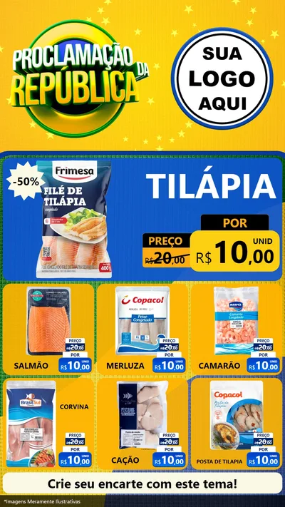 Modelo de Rede Social para Stories com o tema Proclamação da República para Peixaria