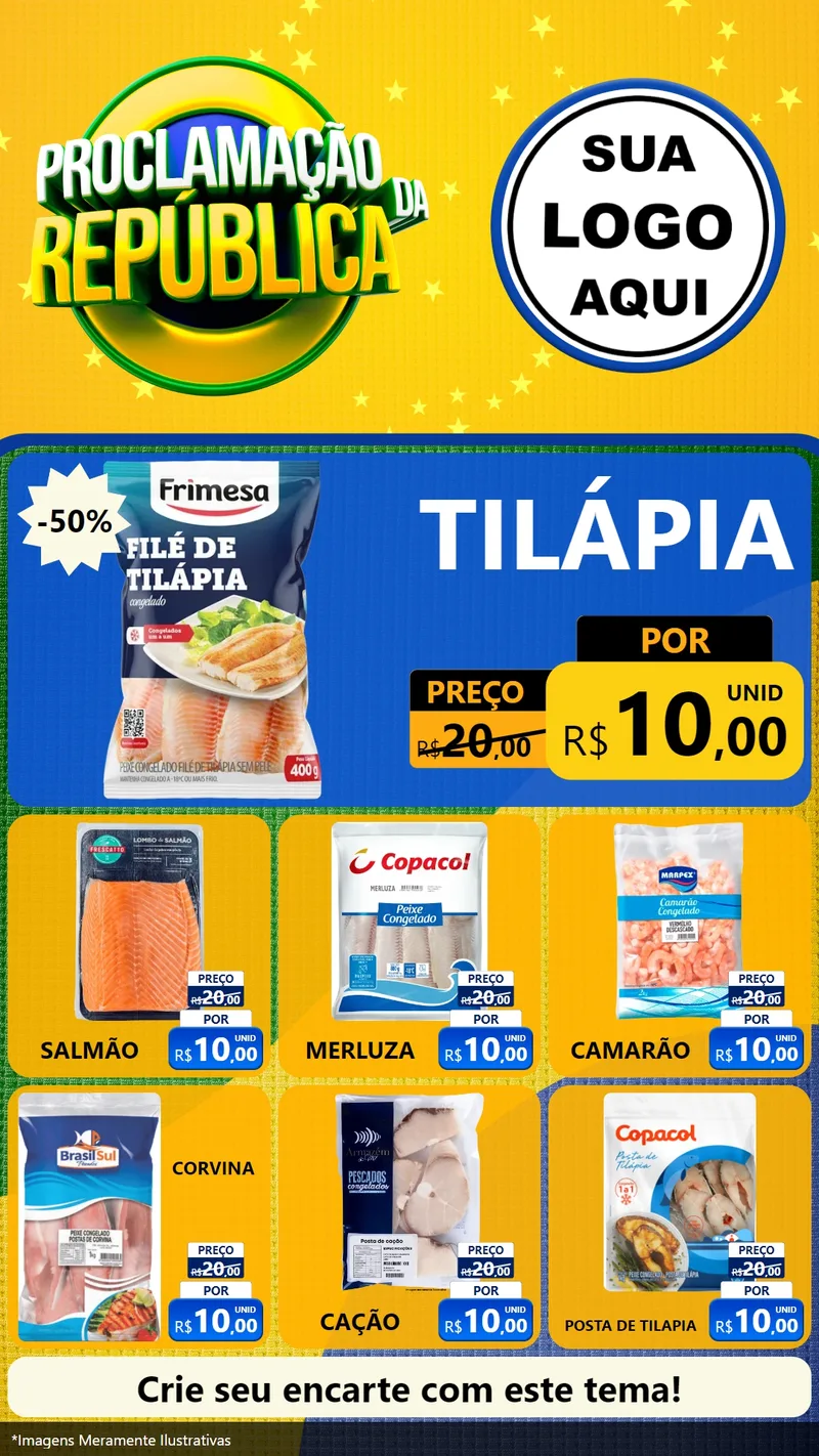 Modelo de Rede Social para Stories com o tema Proclamação da República para Peixaria