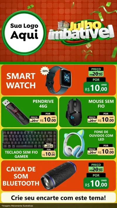 Modelo de TV para TV Vertical com o tema Julho Imbatível para Informática
