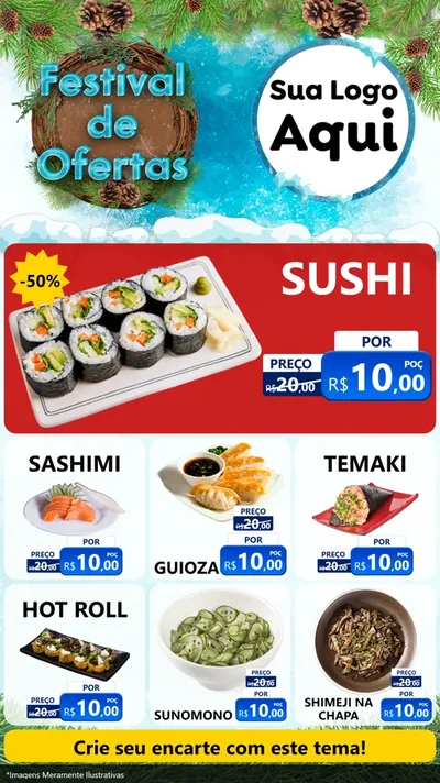 Modelo de Rede Social para Stories com o tema Festival de Ofertas - Inverno para Comida japonesa