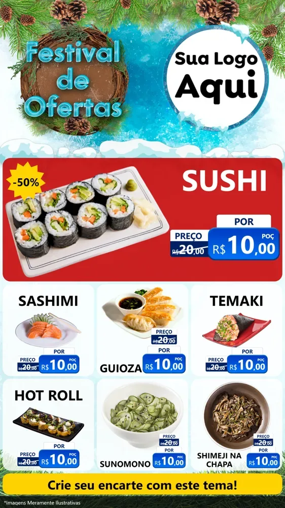 Modelo de Rede Social para Stories com o tema Festival de Ofertas - Inverno para Comida japonesa