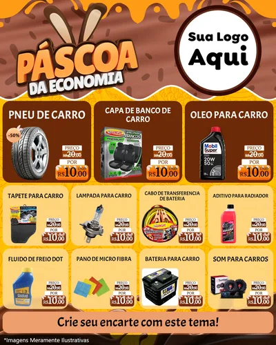 Modelo de Rede Social para Feed Instagram com o tema Páscoa da Economia para Auto peças