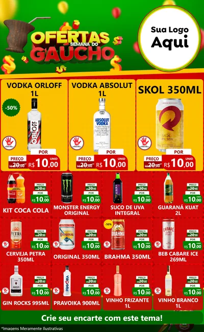 Modelo de Encarte para Encarte Grande com o tema Ofertas Semana Do Gaúcho para Distribuidora de bebidas