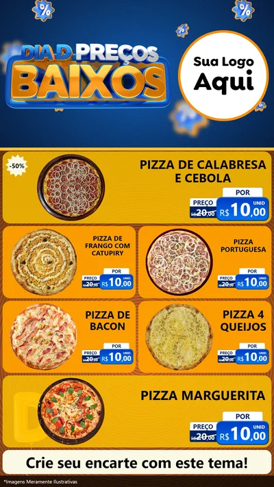 Modelo de TV para TV Vertical com o tema Dia D Preço Baixo para Pizzaria