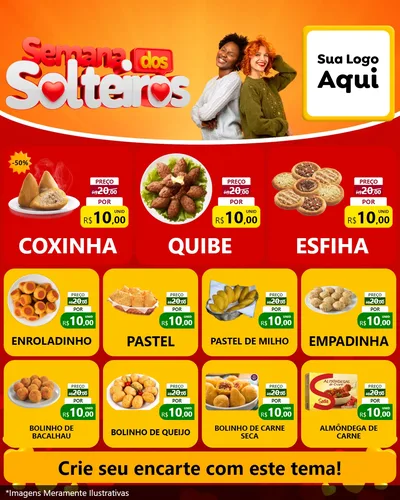 Modelo de Rede Social para Feed Instagram com o tema Semana dos Solteiros para Salgadaria