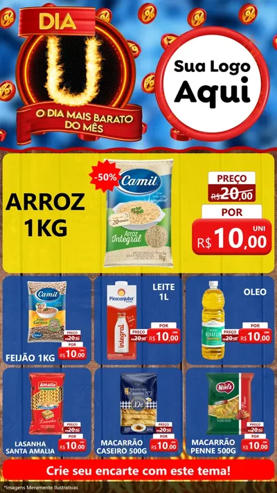 Modelo de Rede Social para Stories com o tema Dia U - O Dia Mais Barato Do Mês para Supermercado