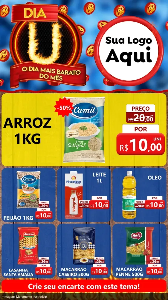Modelo de Rede Social para Stories com o tema Dia U - O Dia Mais Barato Do Mês para Supermercado
