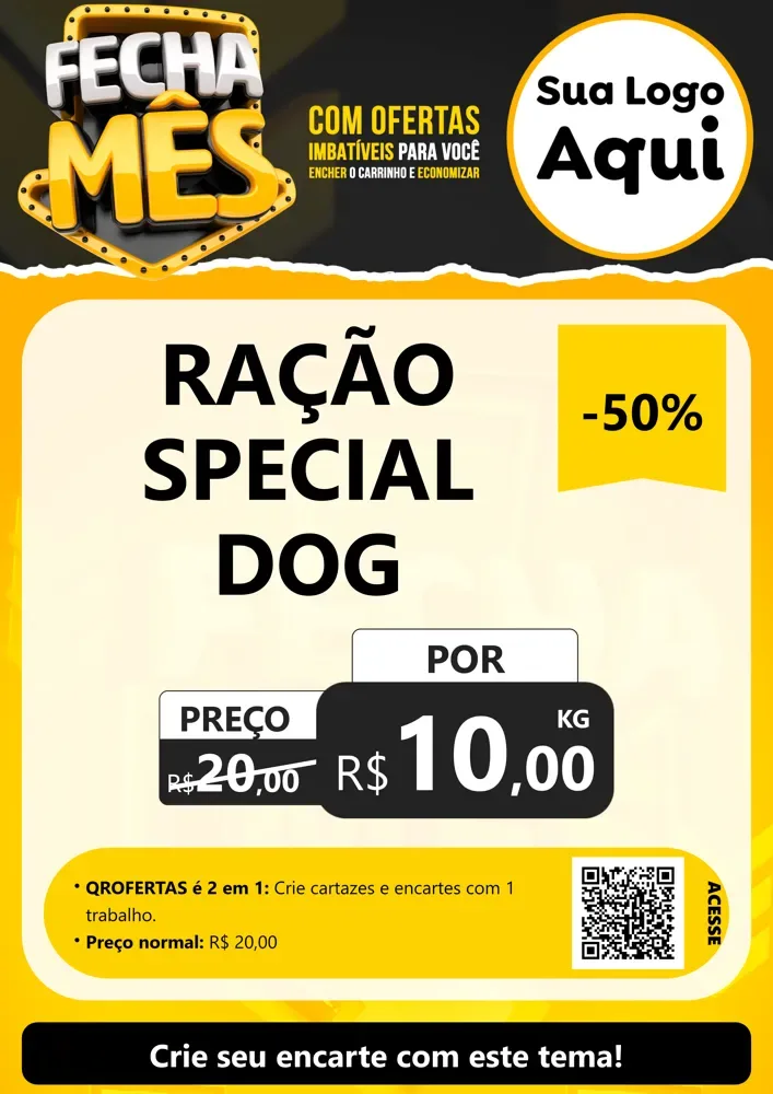 Modelo de Cartaz para Cartaz A4 Vertical com o tema Fecha Mês para Pet Shop