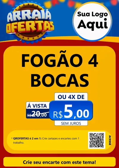 Modelo de Cartaz para Cartaz A4 Vertical com o tema Arraiá de Ofertas - Junina para Móveis e Eletro