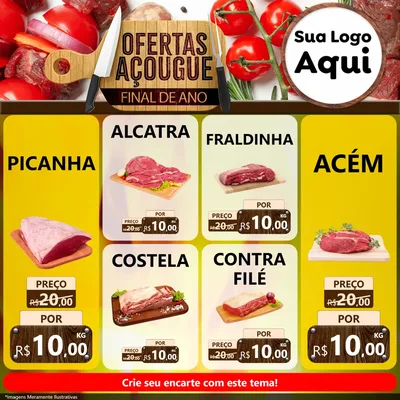 Modelo de Rede Social para Feed Facebook com o tema Ofertas Açougue - Fim de Ano para Açougue