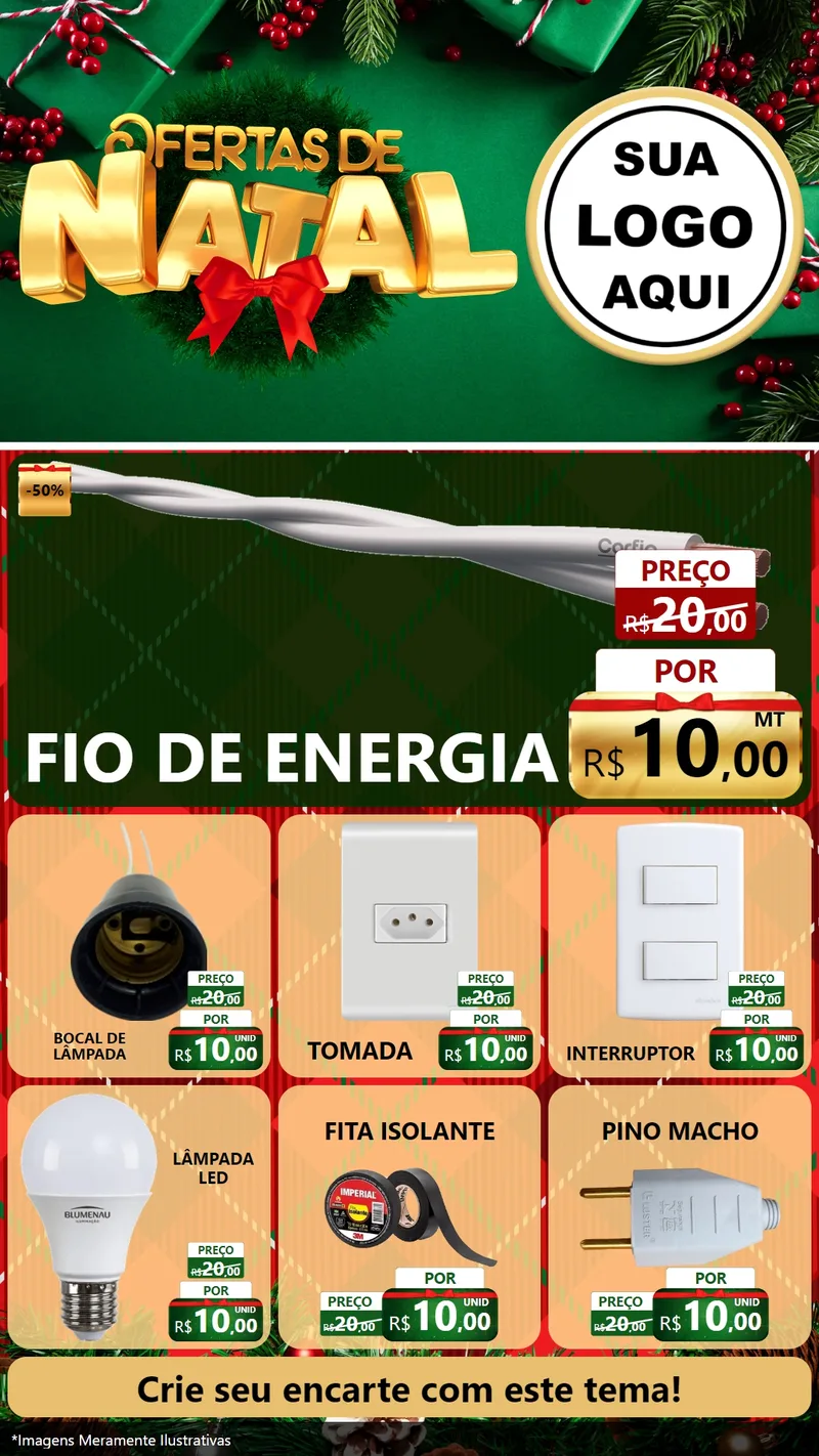 Modelo de Rede Social para Stories com o tema Ofertas de Natal para Materiais Elétricos
