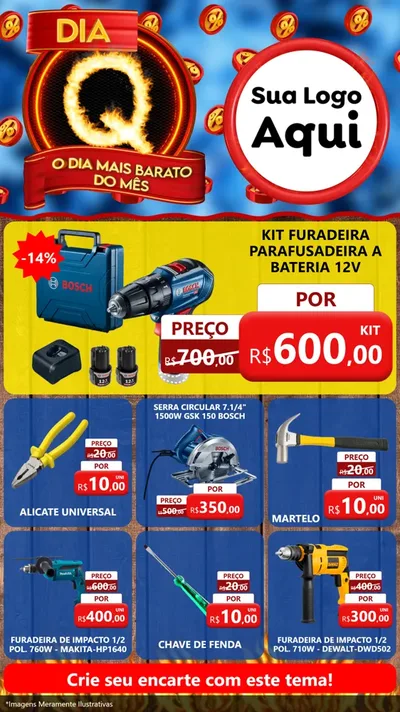 Modelo de Rede Social para Stories com o tema Dia Q - O Dia Mais Barato Do Mês para Maquinas e Ferramentas
