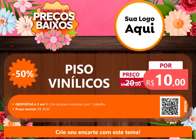 Modelo de Cartaz para Cartaz A4 Horizontal com o tema Primavera de Preços Baixos para Material para Construção