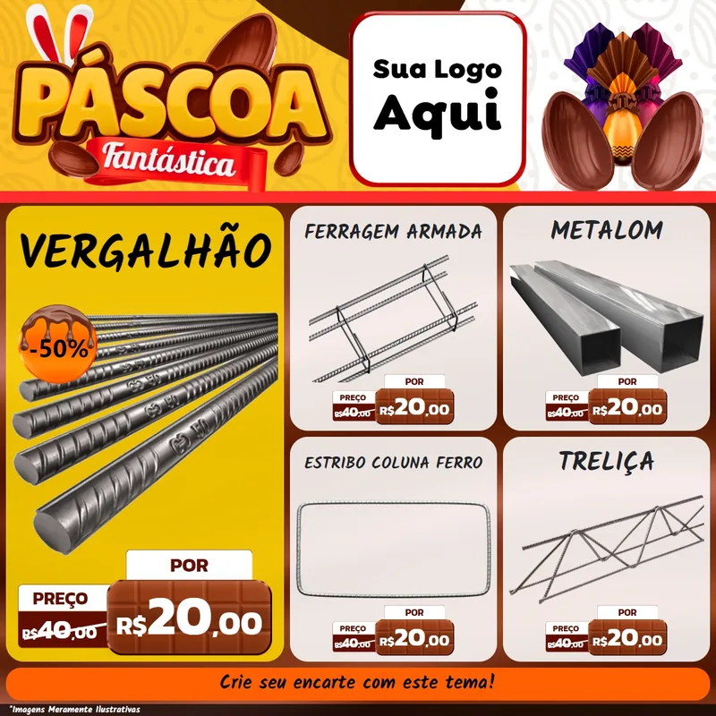 Modelo de Rede Social para Feed Facebook com o tema Páscoa Fantástica para Ferragens