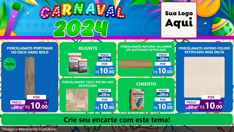 Modelo de TV para TV Horizontal com o tema Carnaval 2027 para Pisos e revestimentos