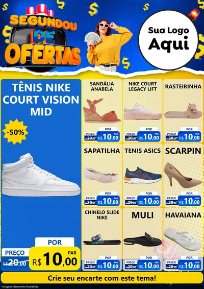 Modelo de Encarte para Encarte A4 Vertical com o tema Segundou de Ofertas para Calçados