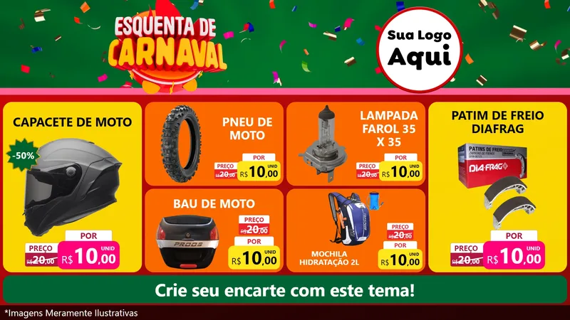 Modelo de TV para TV Horizontal com o tema Esquenta de Carnaval para Moto peças